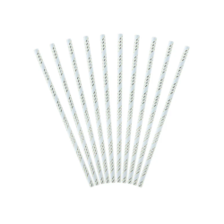 Suger�r Pap Lys Bl� &amp; Guld Stribet 10stk.