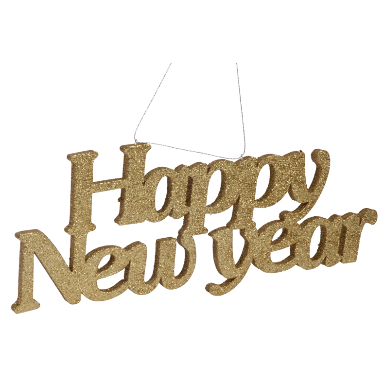 "Happy New Year" Guld/Glimmer